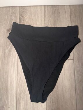 aerie Black Ribbed High-Waist Bikini Bottom